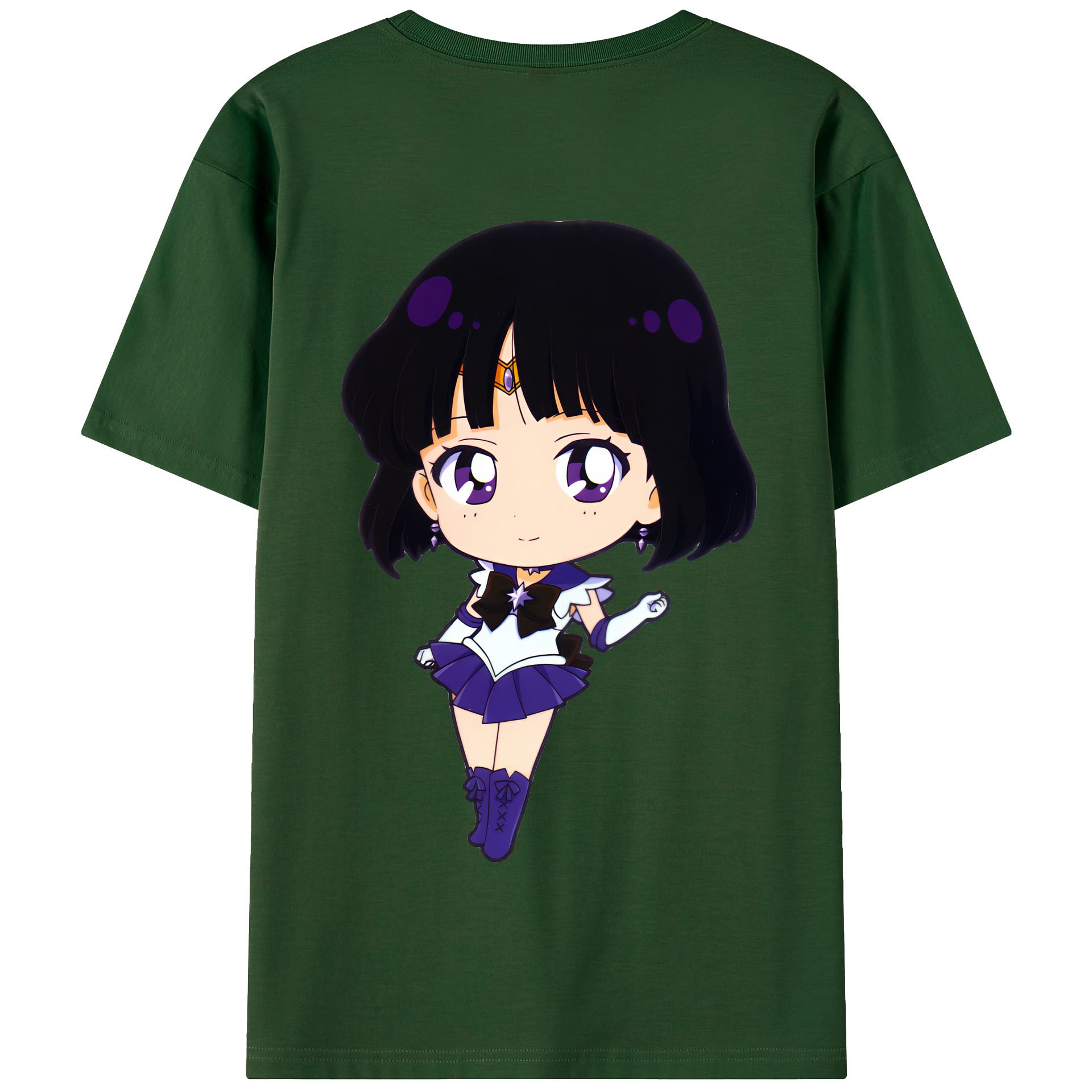 （画像用） 美少女戦士セーラームーン 土萠ほたる Sailor Moon Tomoe Hotaru （セーラーサターン；Sailor Saturn） 綿100％半袖Tシャツ（背面プリント）